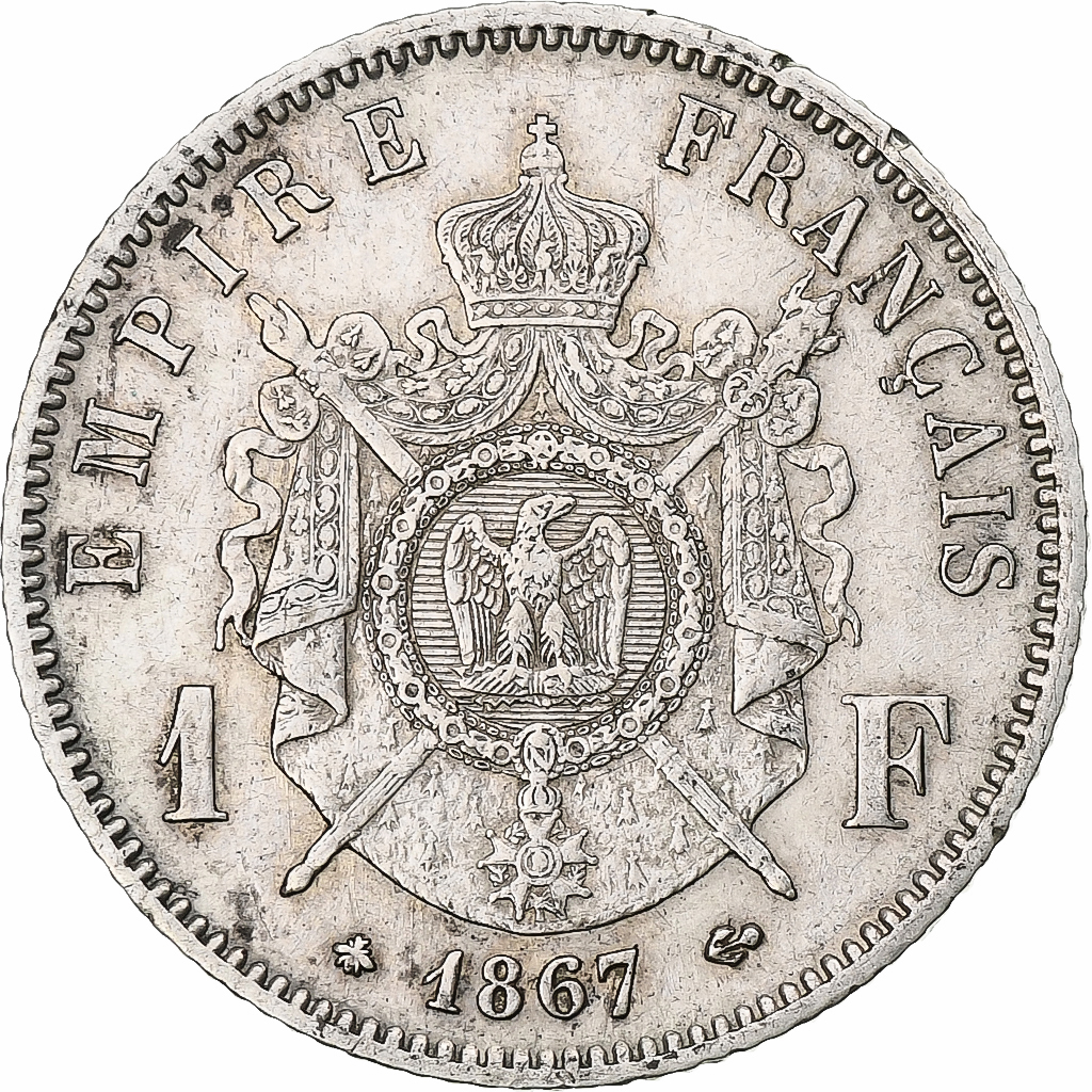 Coin, France, Napoleon III, Franc, 1867, Paris, , Silver, KM:806.1