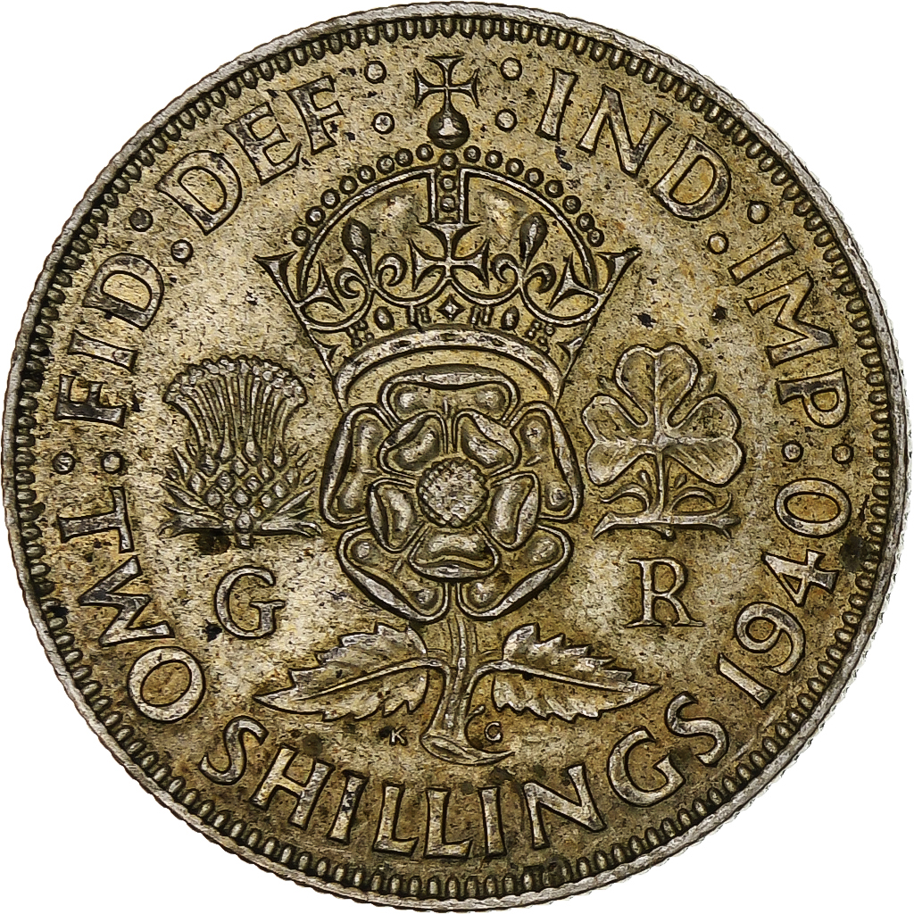 Great Britain, George VI, Florin, Two Shillings, 1940, , Silver, KM:855