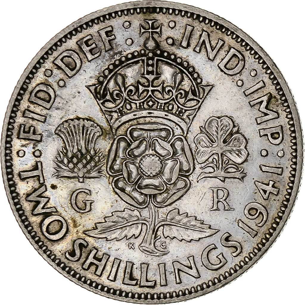 Great Britain, George VI, Florin, Two Shillings, 1941, , Silver, KM:855