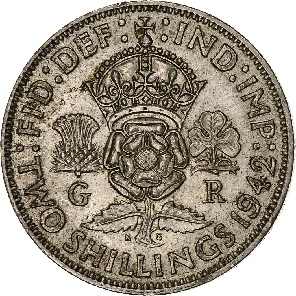 Great Britain, George VI, Florin, Two Shillings, 1942, , Silver, KM:855