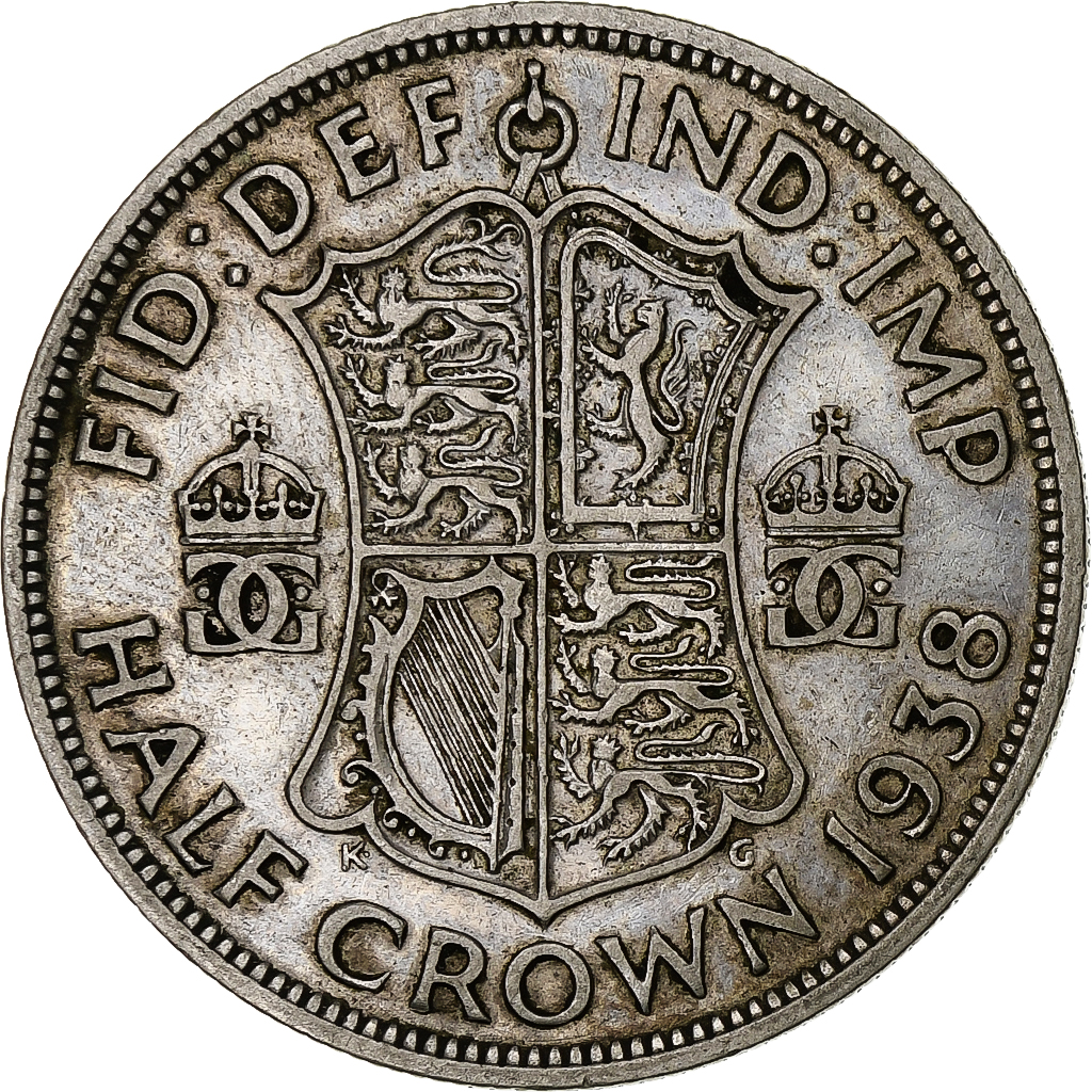 Great Britain, George VI, 1/2 Crown, 1938, , Silver, KM:856
