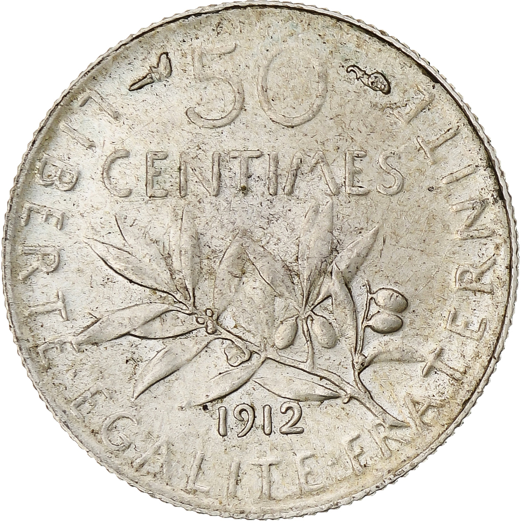 France, Semeuse, 50 Centimes, 1912, Paris, , Silver, KM:854