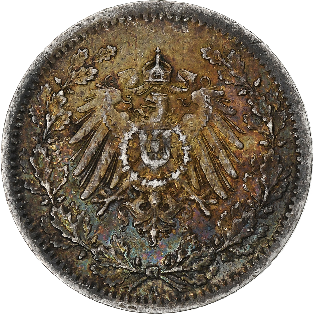 GERMANY - EMPIRE, 1/2 Mark, 1916, Berlin, , Silver, KM:17