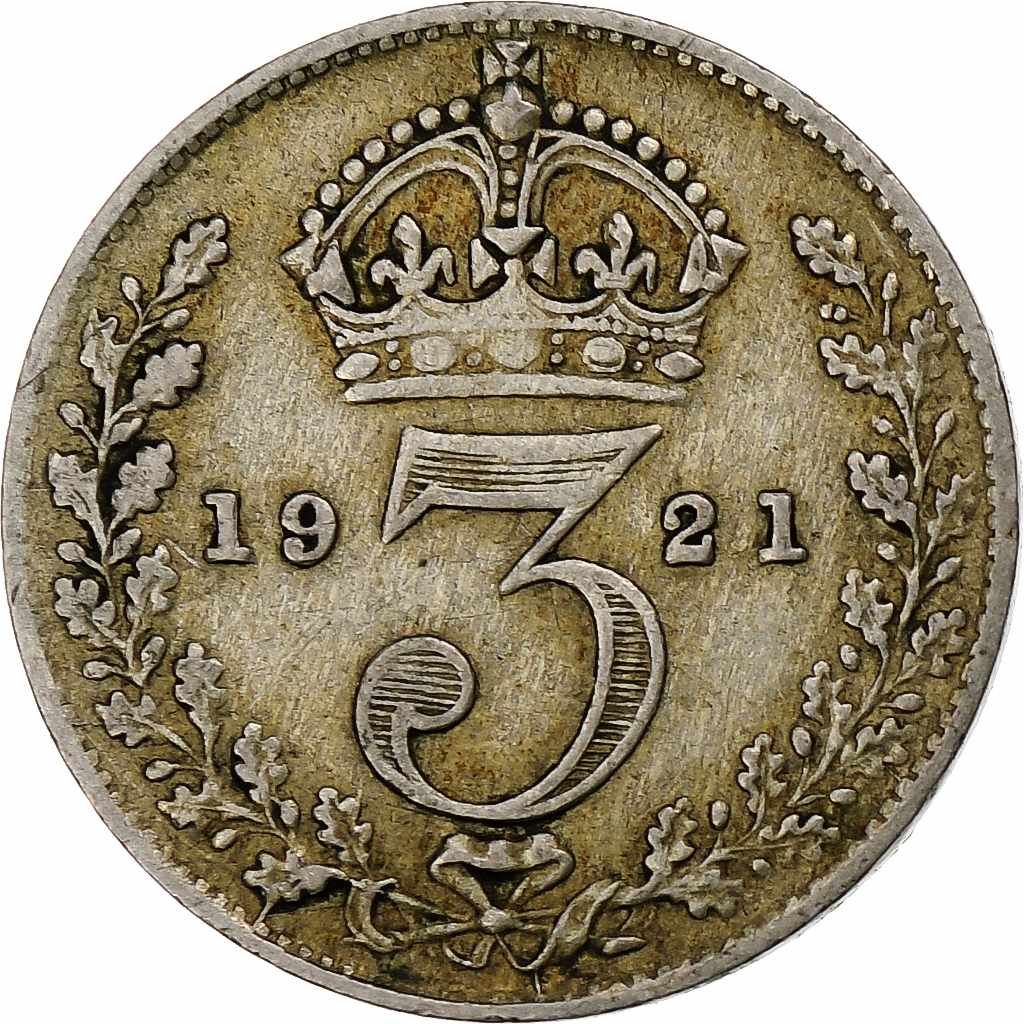 Coin, Great Britain, George V, 3 Pence, 1921, , Silver, KM:813a
