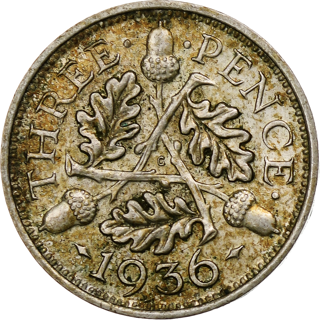Great Britain, George V, 3 Pence, 1936, , Silver, KM:827