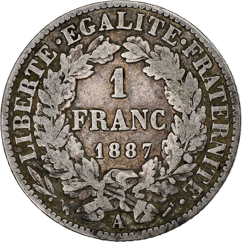France, Franc, Cérès, 1887, Paris, Silver, , Gadoury:465a, Le