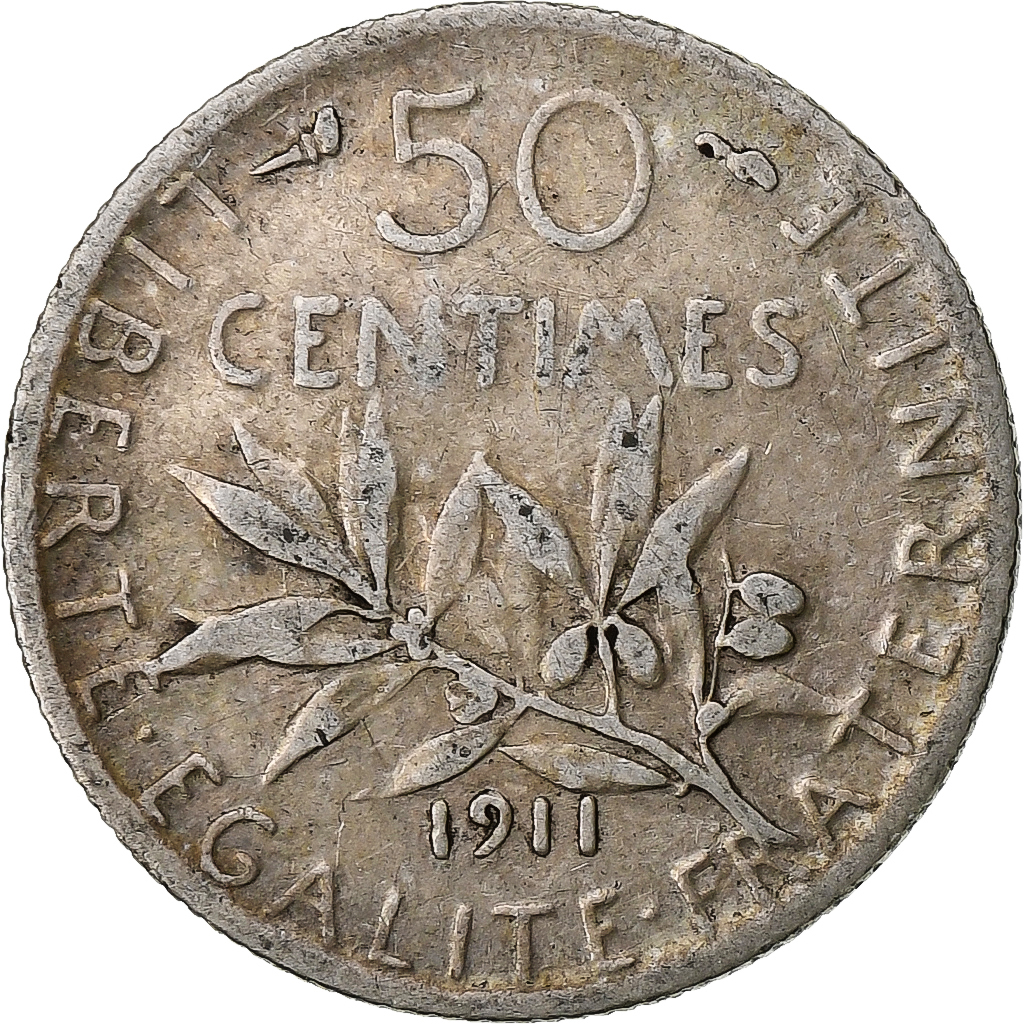 France, 50 Centimes, Semeuse, 1911, Paris, Silver, , Gadoury:420, Le