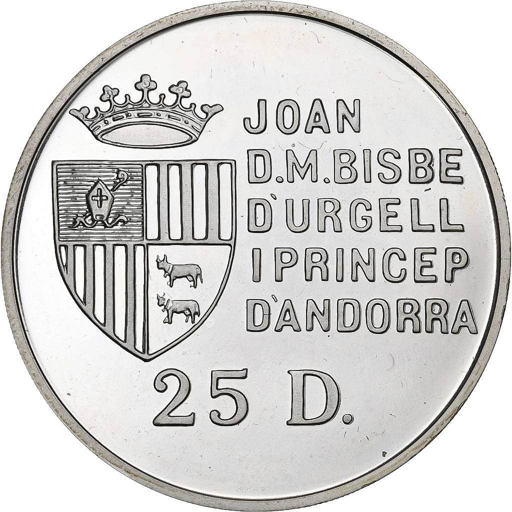 Andorra, 25 Diners, 1991, Silver, , KM:65