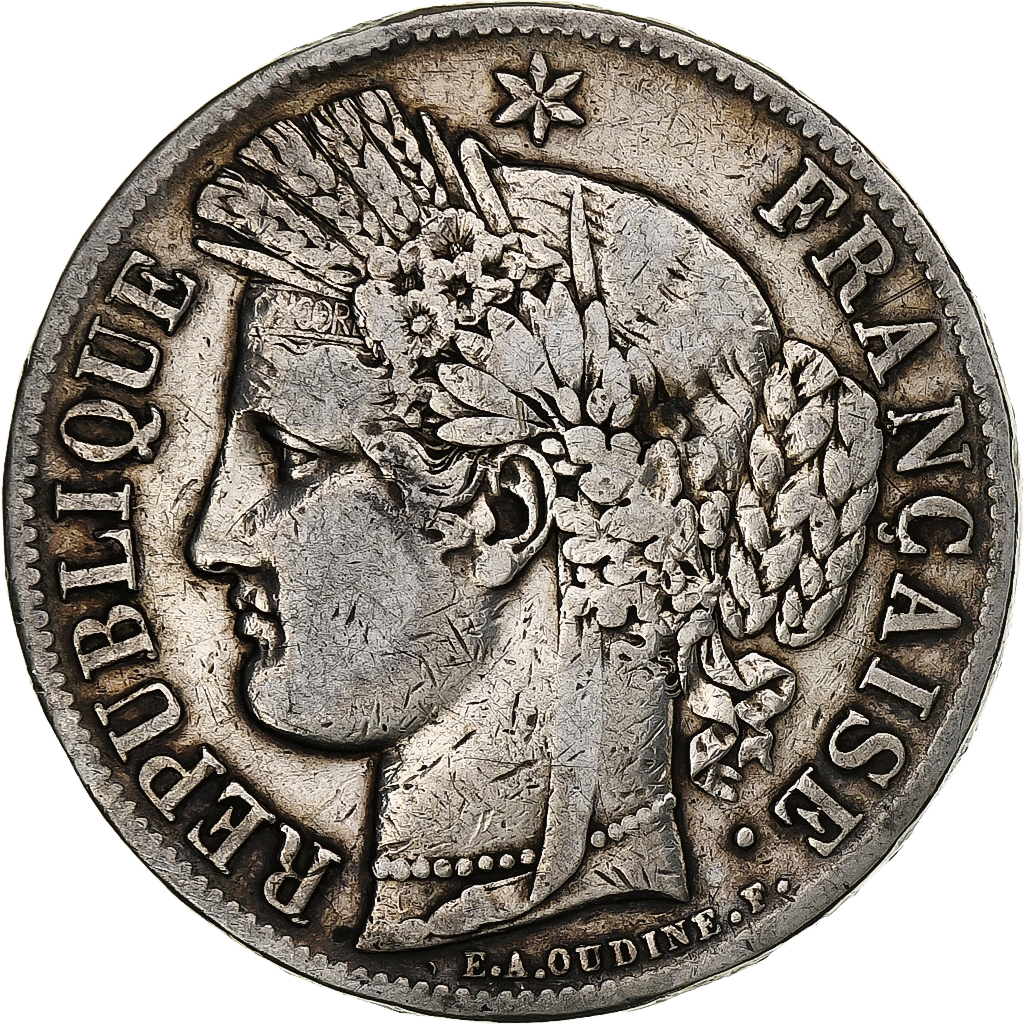 France, 5 Francs, Cérès, 1849, Paris, Silver, , Gadoury:719, Le