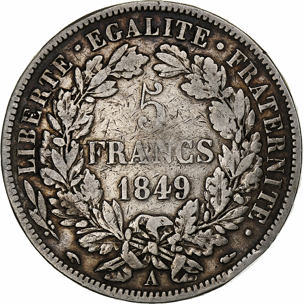 France, 5 Francs, Cérès, 1849, Paris, Silver, , Gadoury:719, Le