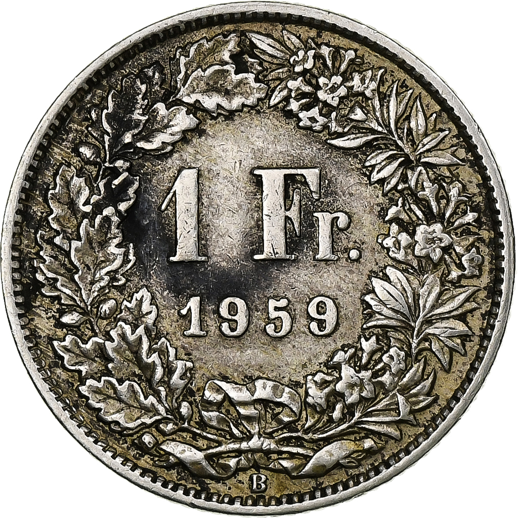 Switzerland, Franc, 1959, Bern, Silver, AU, KM:24
