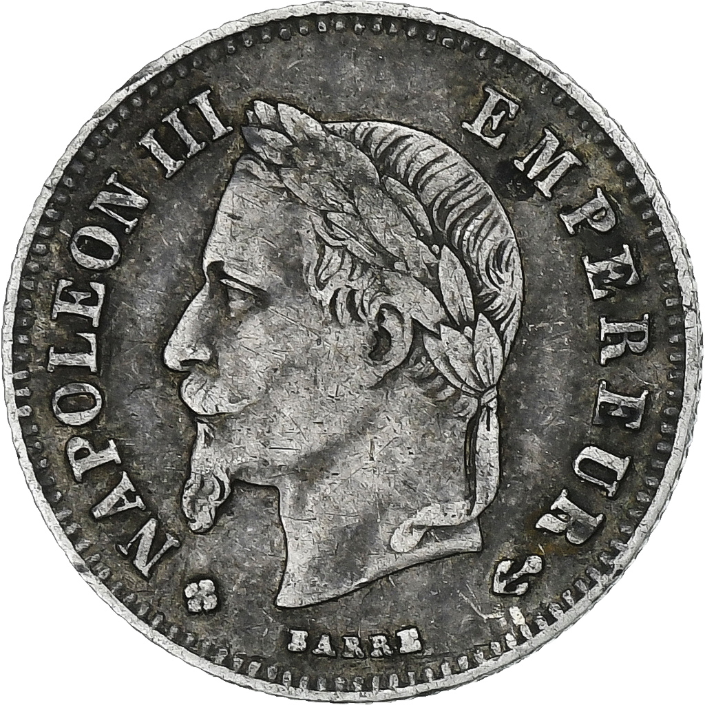 France, Napoleon III, 20 Centimes, 1866, Strasbourg, Silver, 