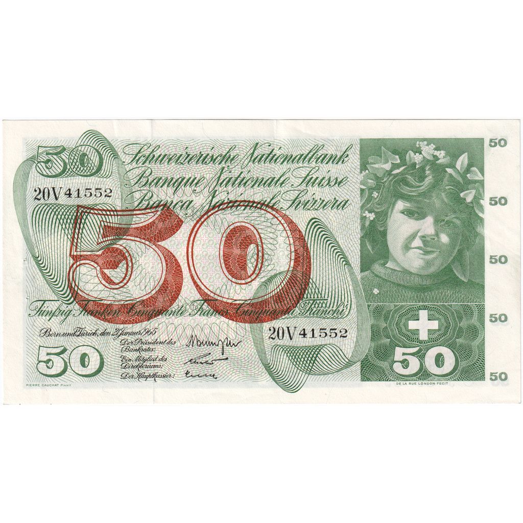 Switzerland, 50 Francs, 50 Frank, 1965-01-21, AU(55-58)