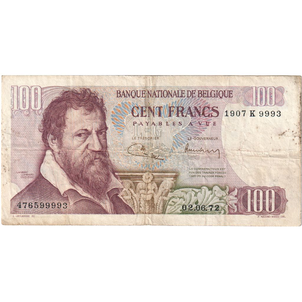 Belgium, 100 Francs, 1972-06-02, F