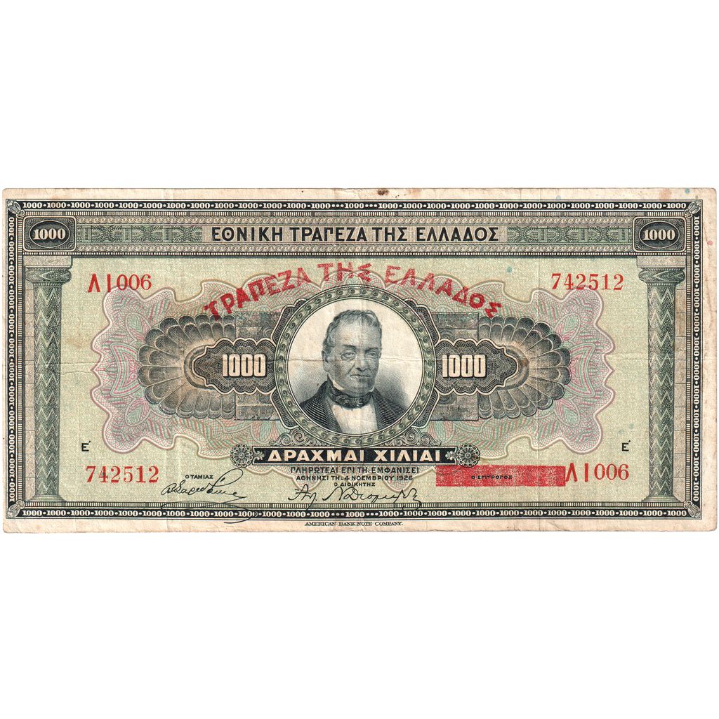 Greece, 1000 Drachmai, 1926-11-04, VF