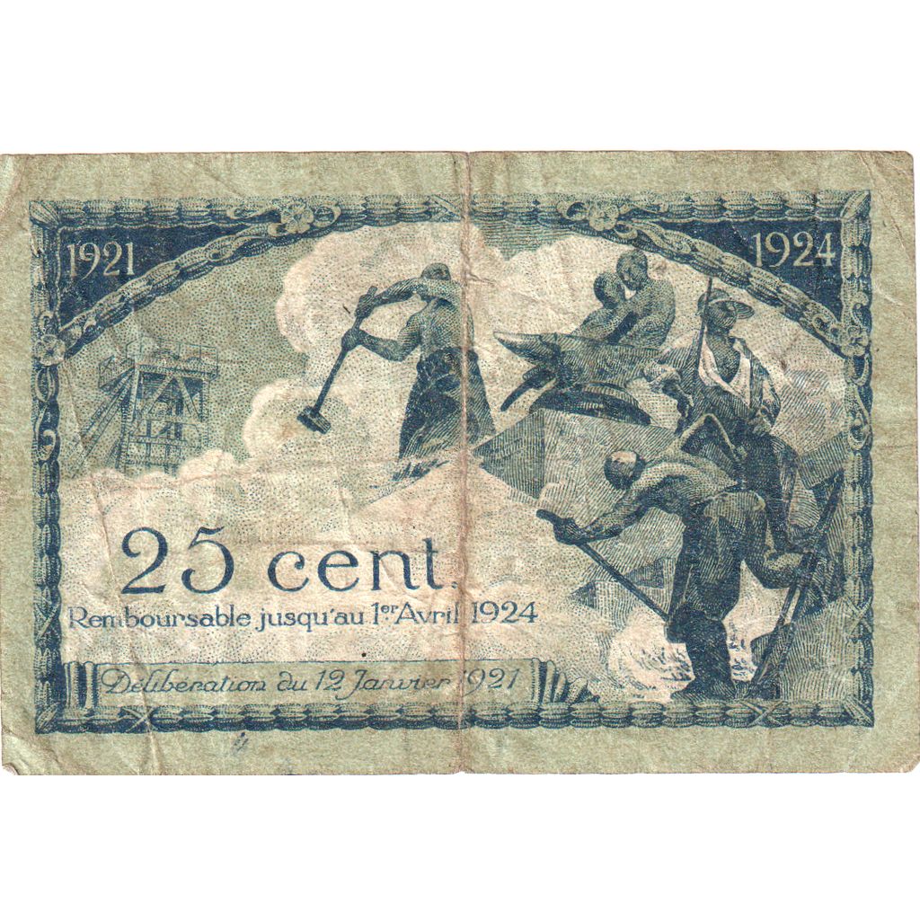 France, Saint Etienne, 25 Centimes, 1921-01-12, VF, Pirot:114-5