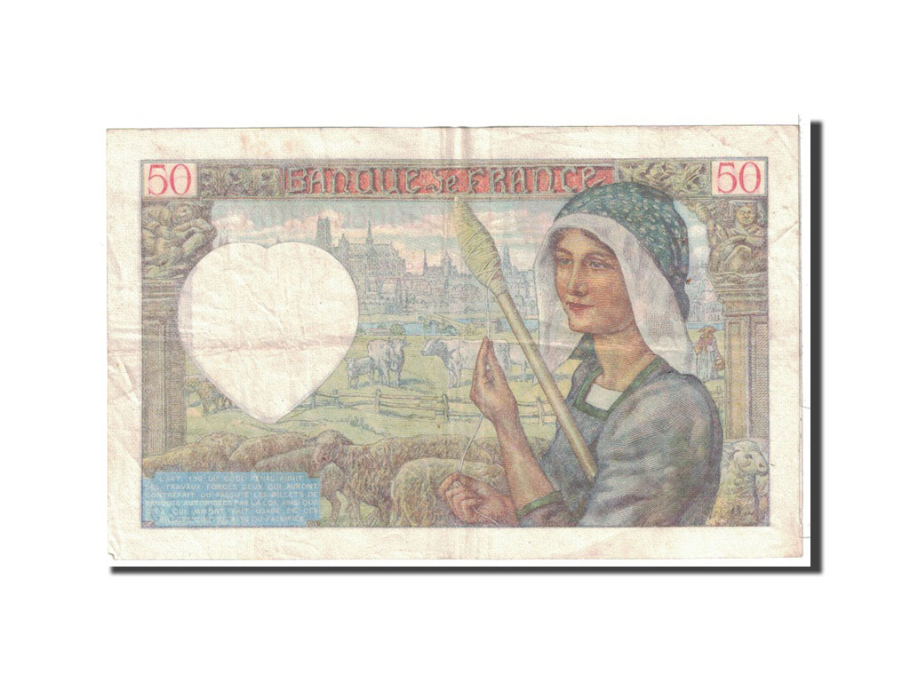 Banknote, France, 50 Francs, 1940, 1940-06-13, EF(40-45), KM:93