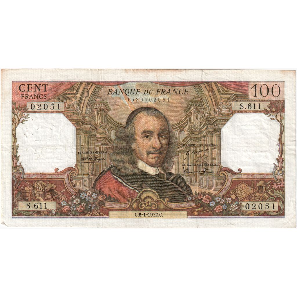 France, 100 Francs, Corneille, 1972-01-06, S.611, AU(50-53)