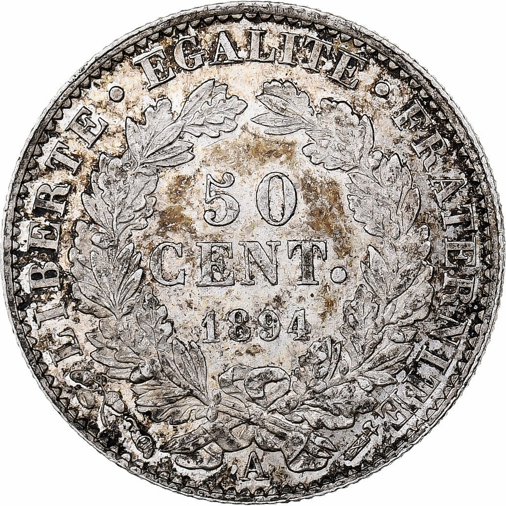 France, 50 Centimes, Cérès, 1894, Paris, Silver, , KM:834.1