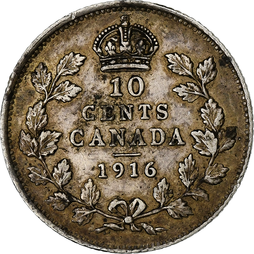 Canada, George V, 10 Cents, 1916, Royal Canadian Mint, Silver, EF, KM:23
