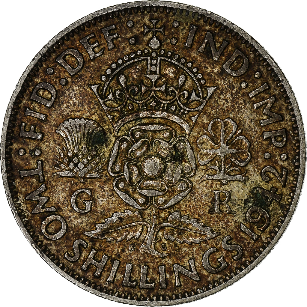Great Britain, George VI, Florin, Two Shillings, 1942, Silver, , KM:855