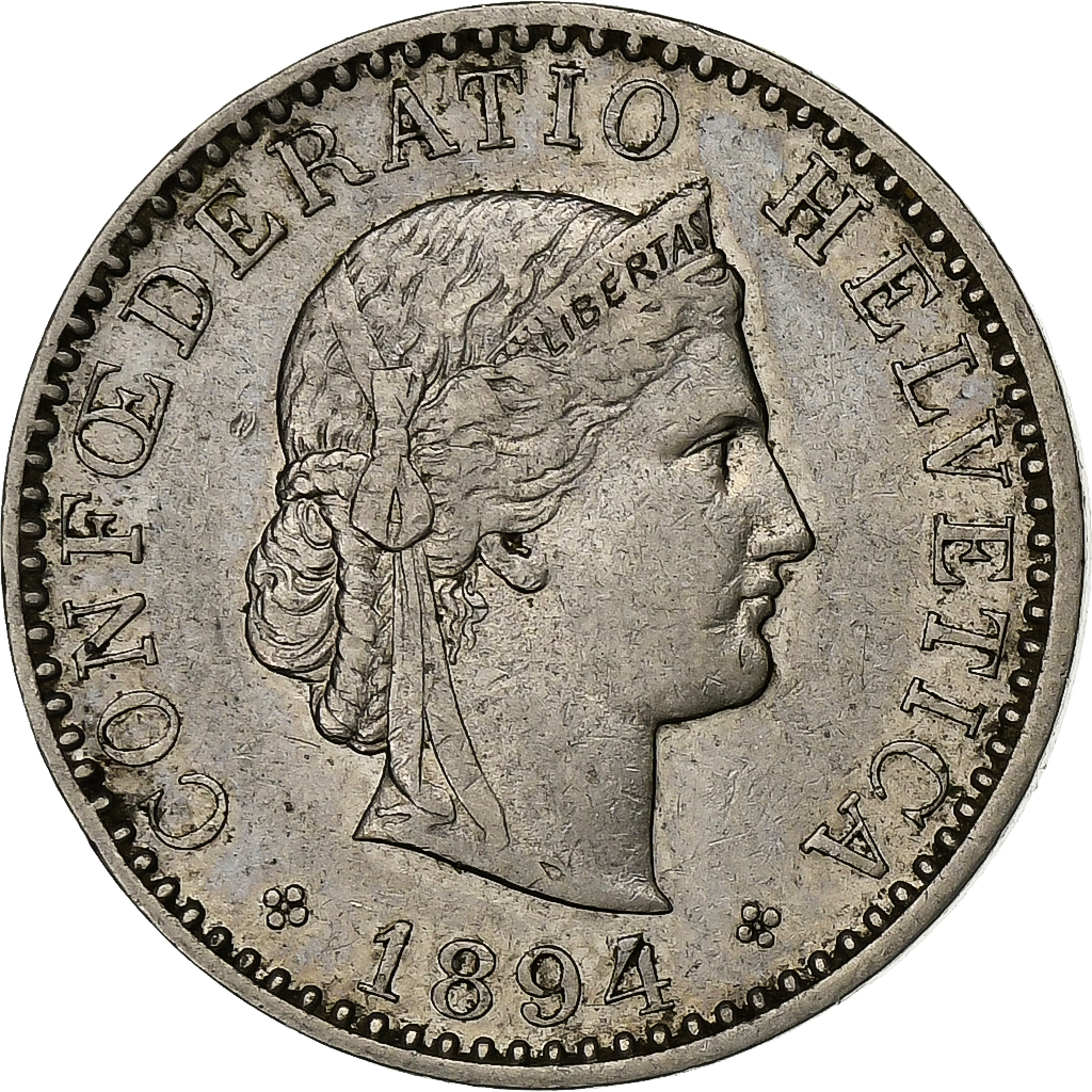 Switzerland, 20 Rappen, 1894, Bern, Nickel, , KM:29