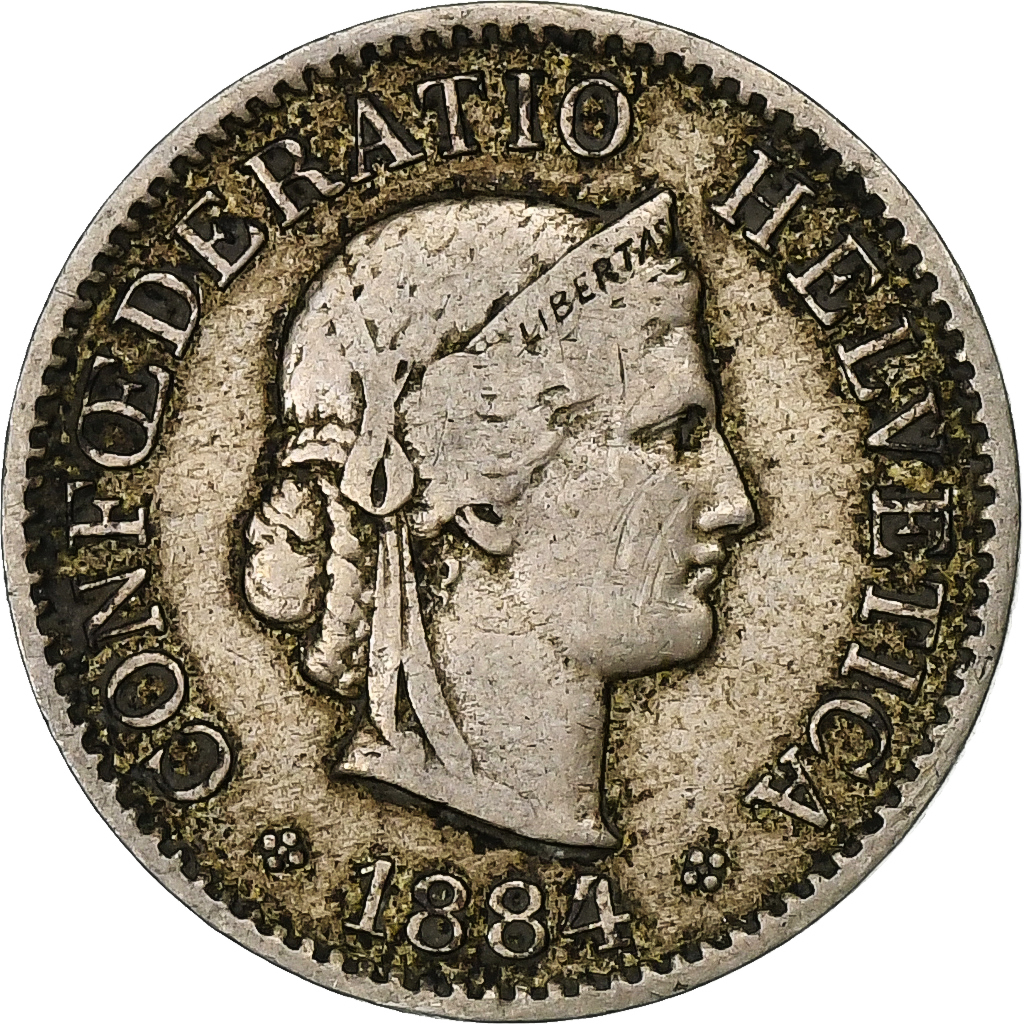 Switzerland, 5 Rappen, 1884, Bern, Copper-nickel, , KM:26