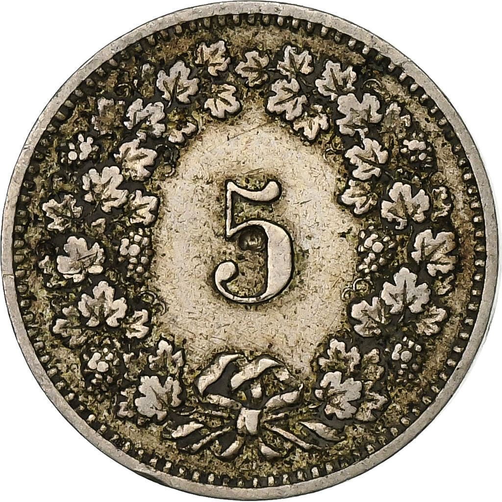 Switzerland, 5 Rappen, 1884, Bern, Copper-nickel, , KM:26