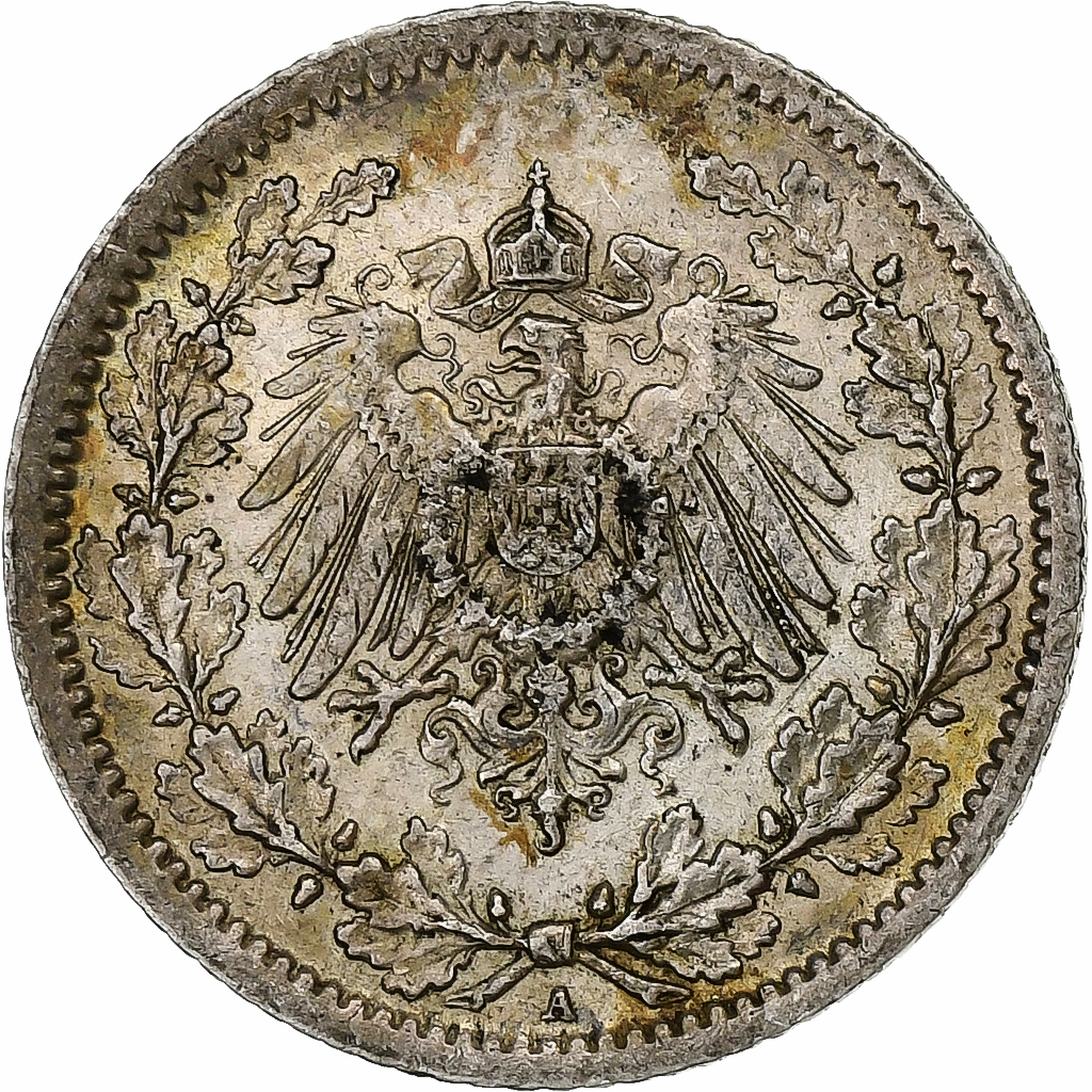 GERMANY - EMPIRE, 1/2 Mark, 1913, Berlin, Silver, , KM:17