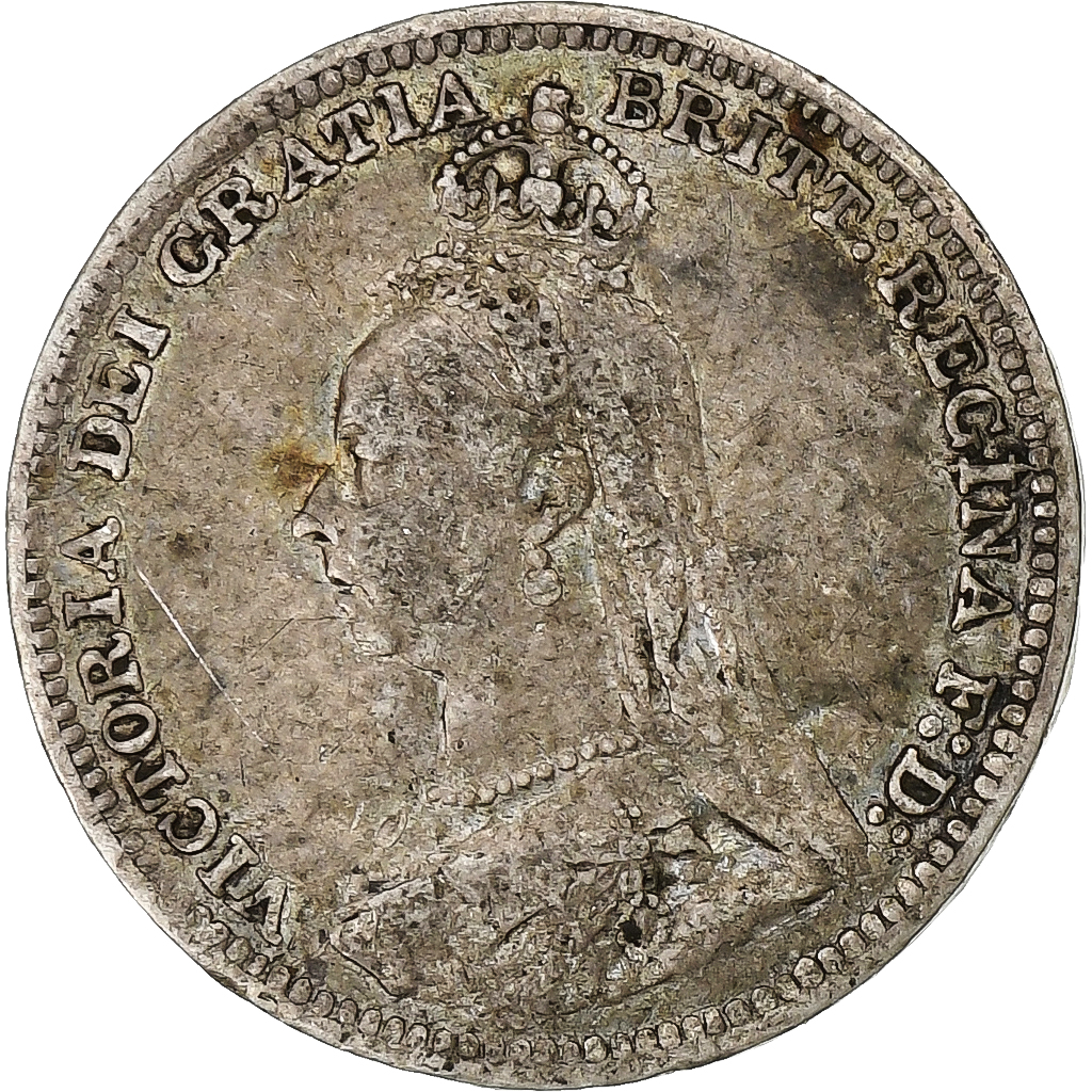 Great Britain, Victoria, 3 Pence, 1890, Silver, VF, KM:758