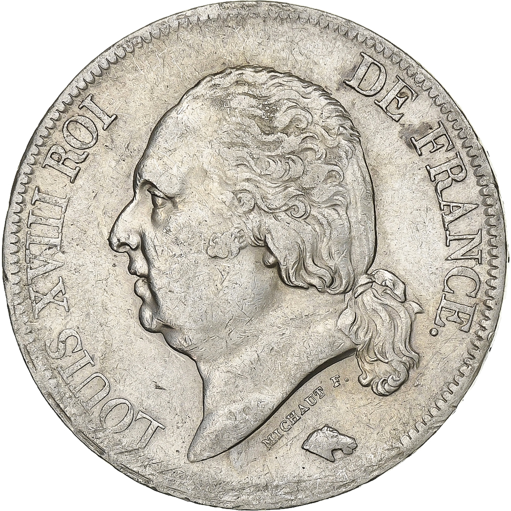 France, Louis XVIII, 5 Francs, Louis XVIII, 1821, Lille, Silver, 