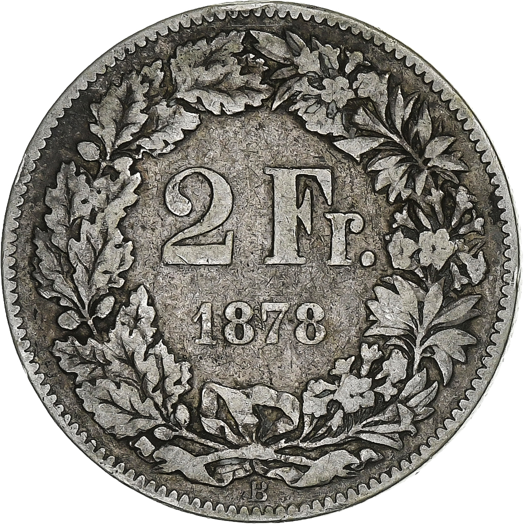 Switzerland, 2 Francs, 1878, Bern, Silver, , KM:21