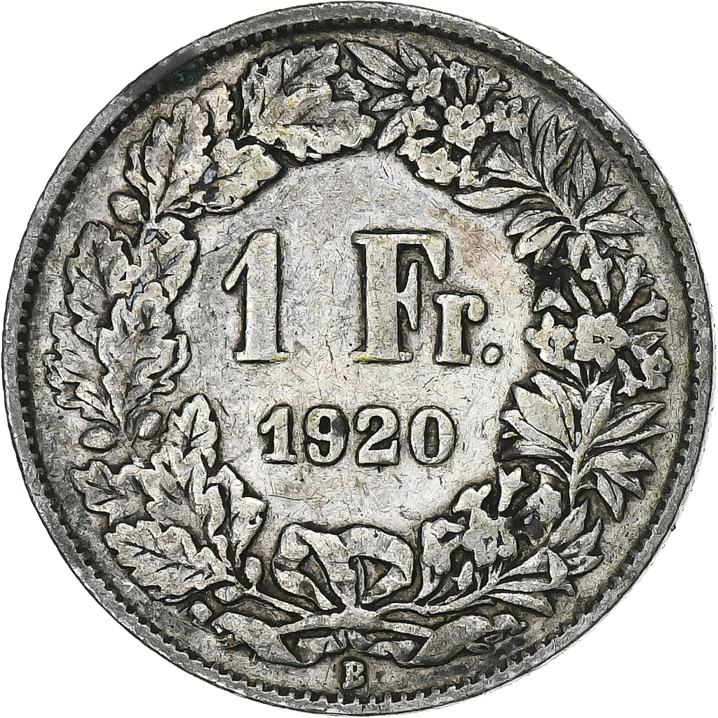 Switzerland, Franc, 1920, Bern, Silver, , KM:24