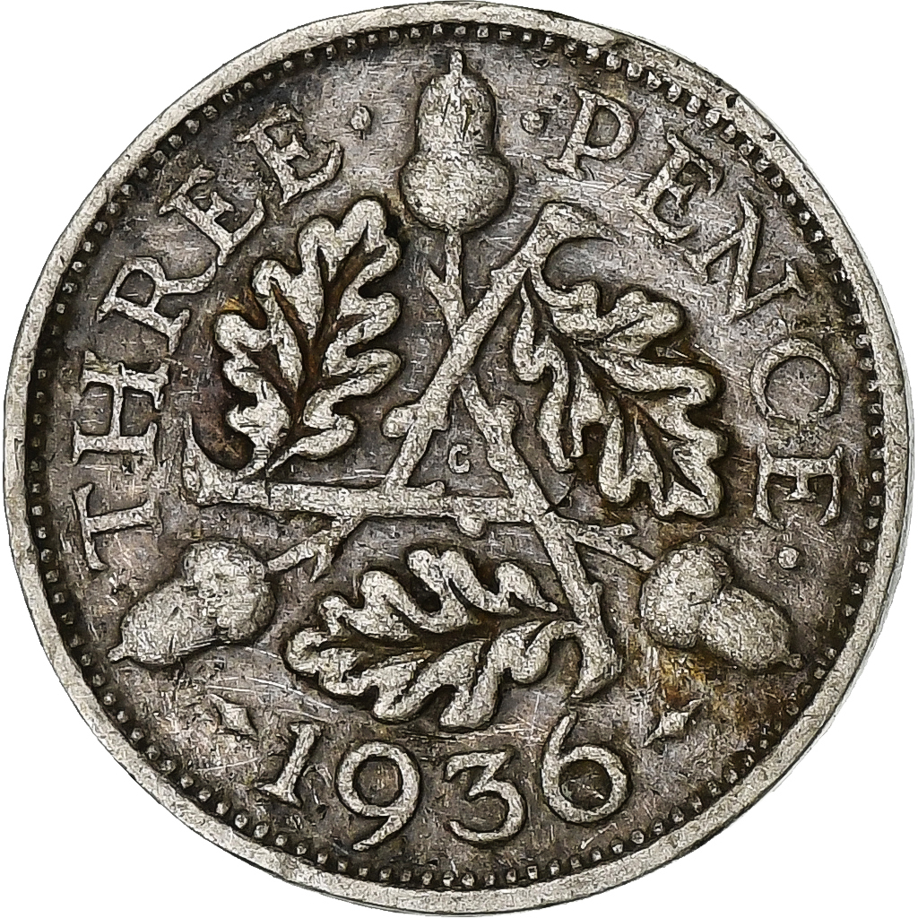 Great Britain, George V, 3 Pence, 1936, Silver, , KM:831
