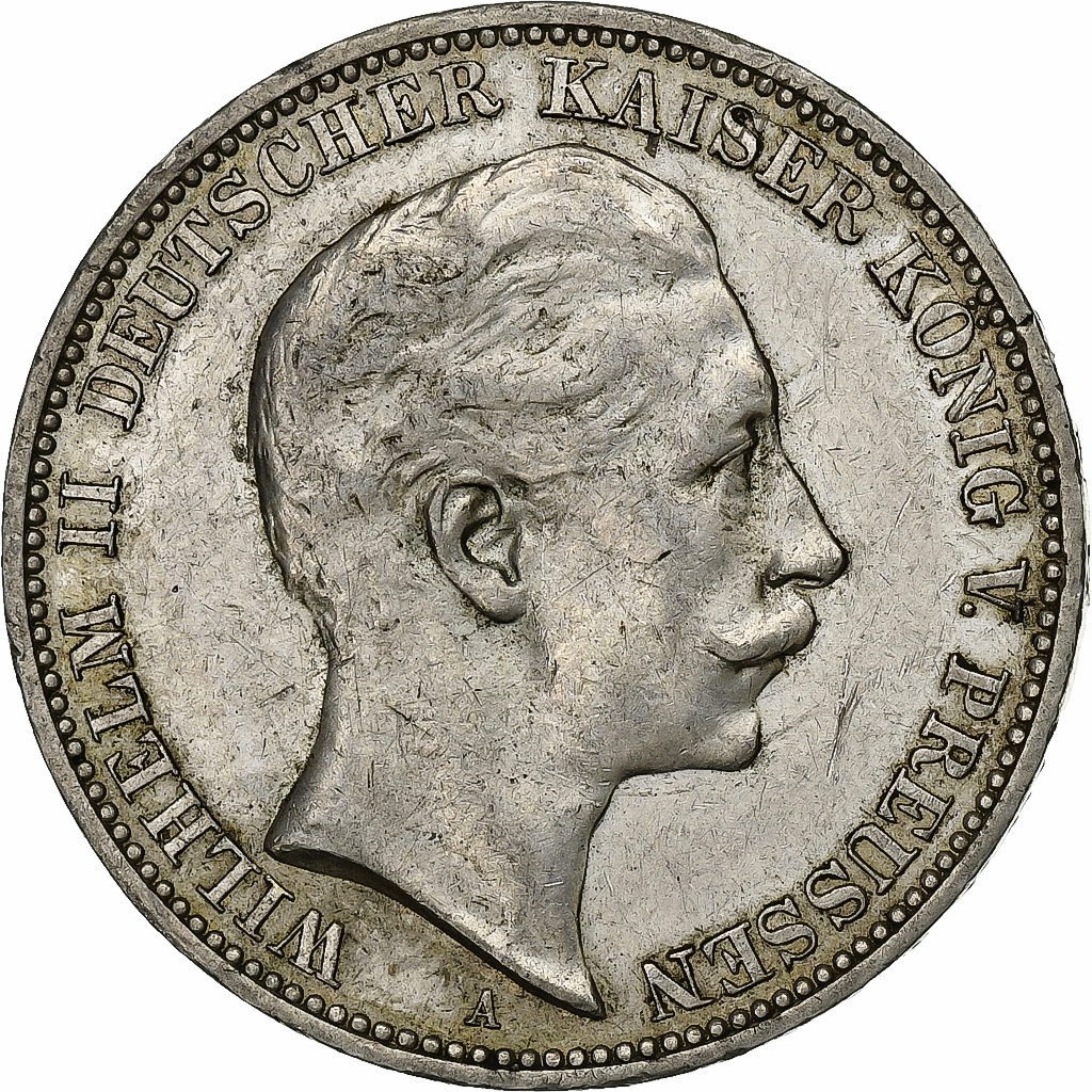 German States, PRUSSIA, Wilhelm II, 3 Mark, 1912, Berlin, Silver, AU
