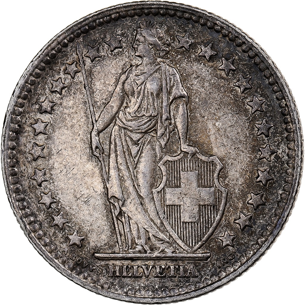 Switzerland, 2 Francs, 1944, Bern, Silver, 
