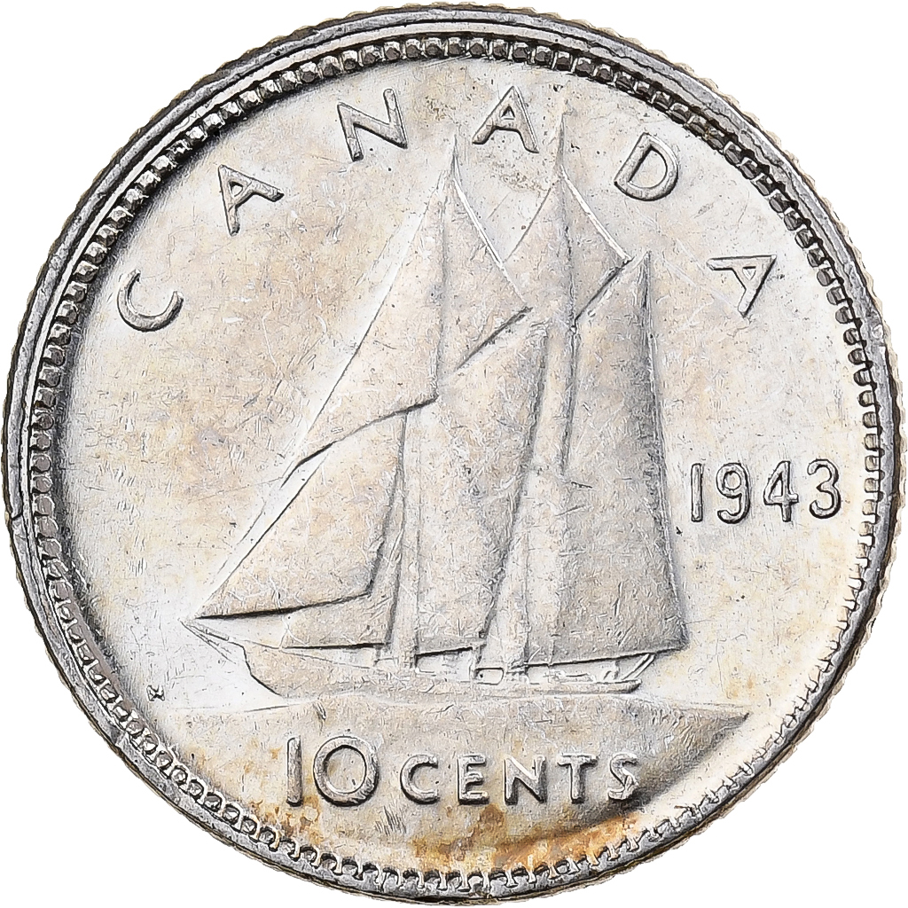 Canada, George VI, 10 Cents, 1943, Royal Canadian Mint, Silver, , KM:34