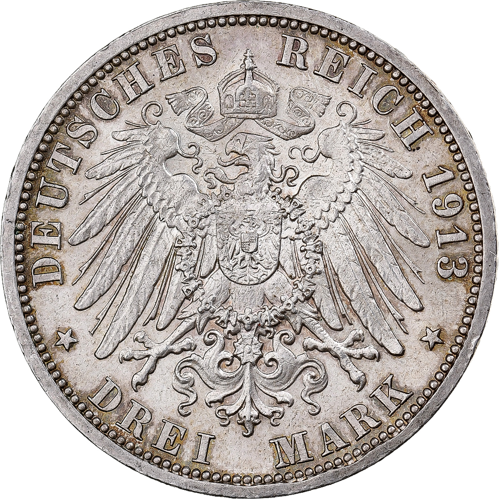 German States, PRUSSIA, Wilhelm II, 3 Mark, 1913, Berlin, Silver, 