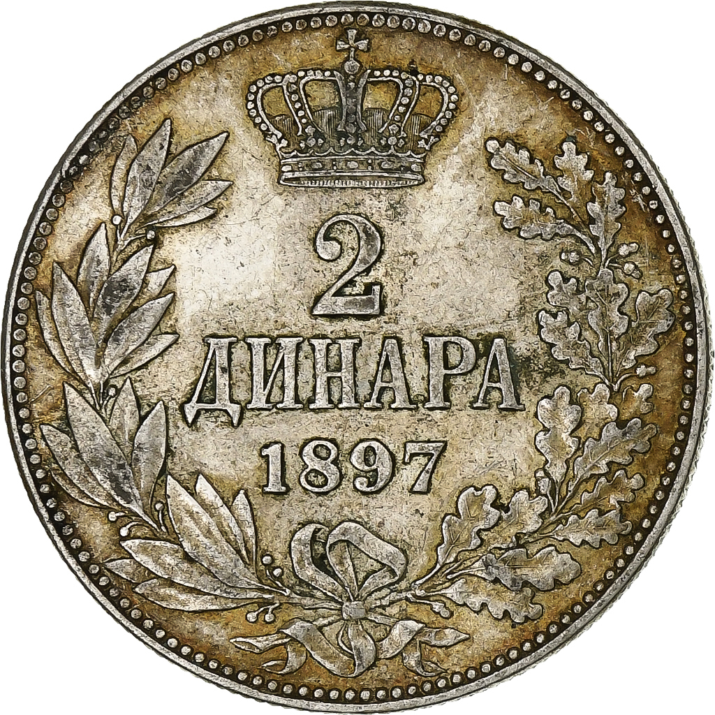 Serbia, Alexander I, 2 Dinara, 1897, Silver, , KM:22