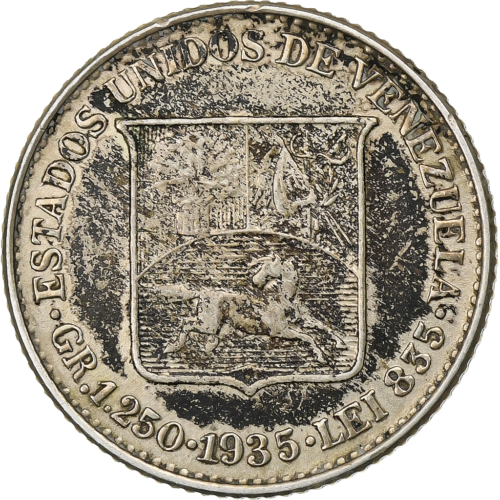 Venezuela, 25 Centimos, 1935, Silver, , KM:20