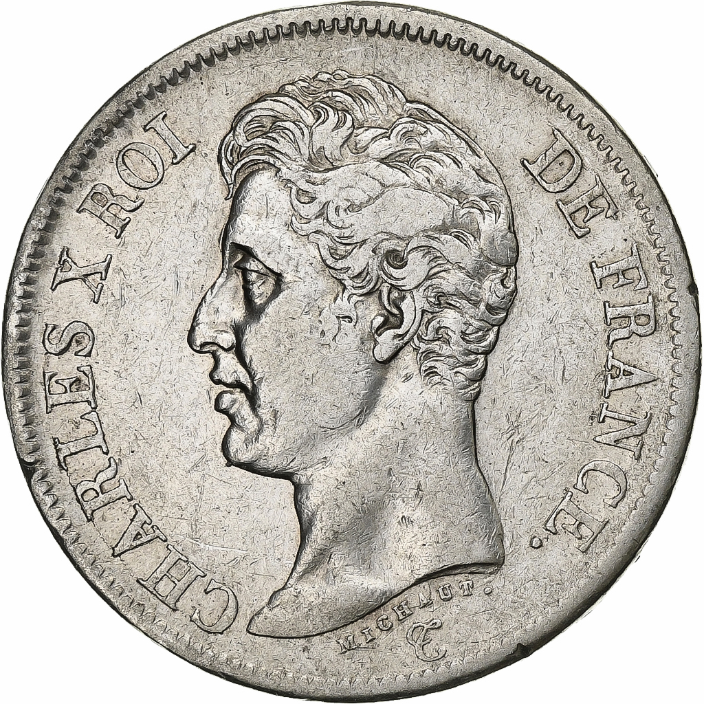 France, 5 Francs, Charles X, 1825, Perpignan, Silver, EF, KM:720.11