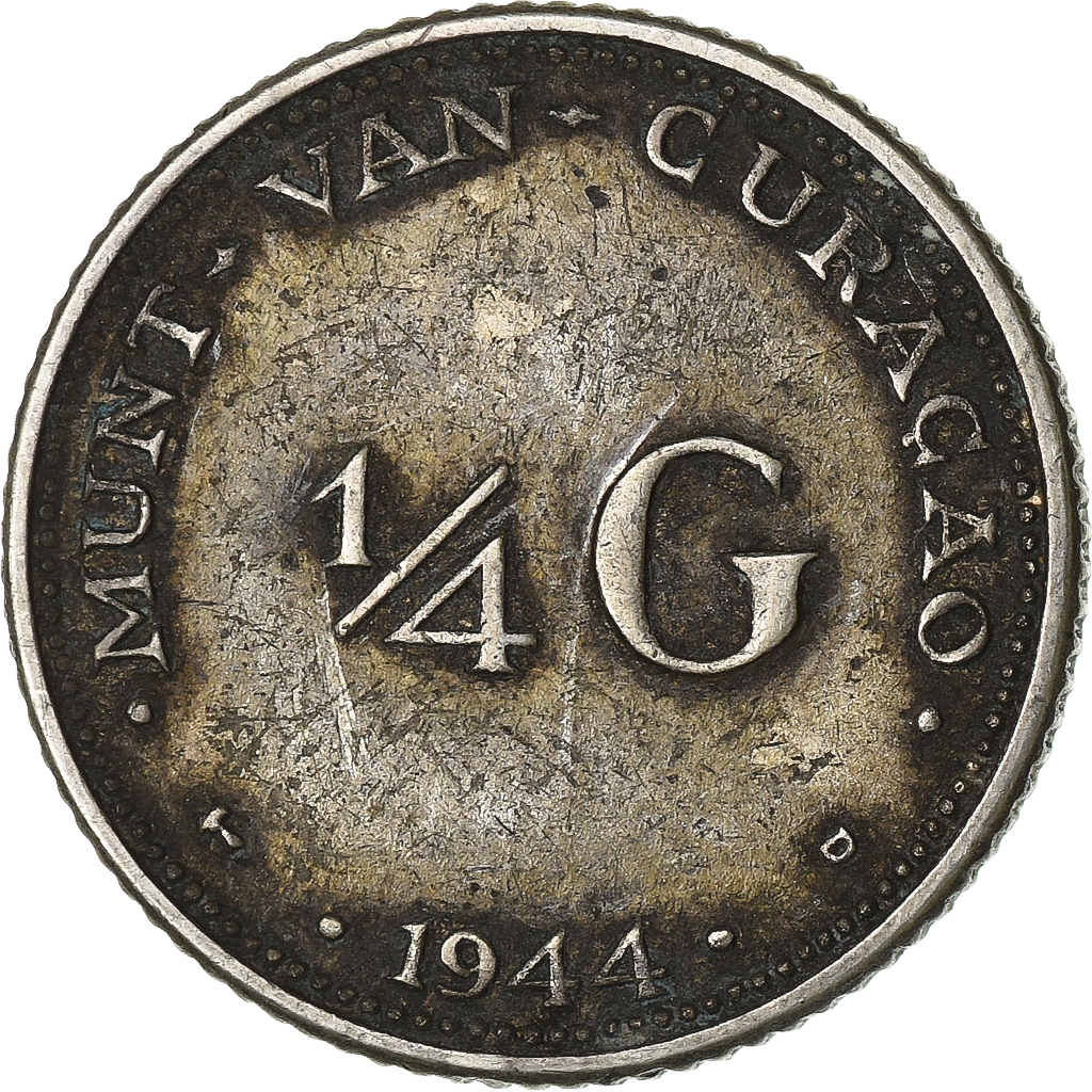 Curaçao, 1/4 Gulden, 1944, Denver, Silver, , KM:44