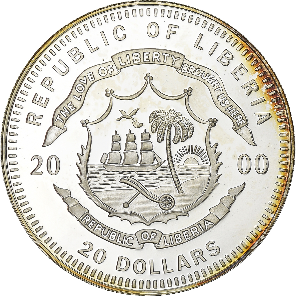 Liberia, 20 Dollars, 2000, American Mint, Silver, 