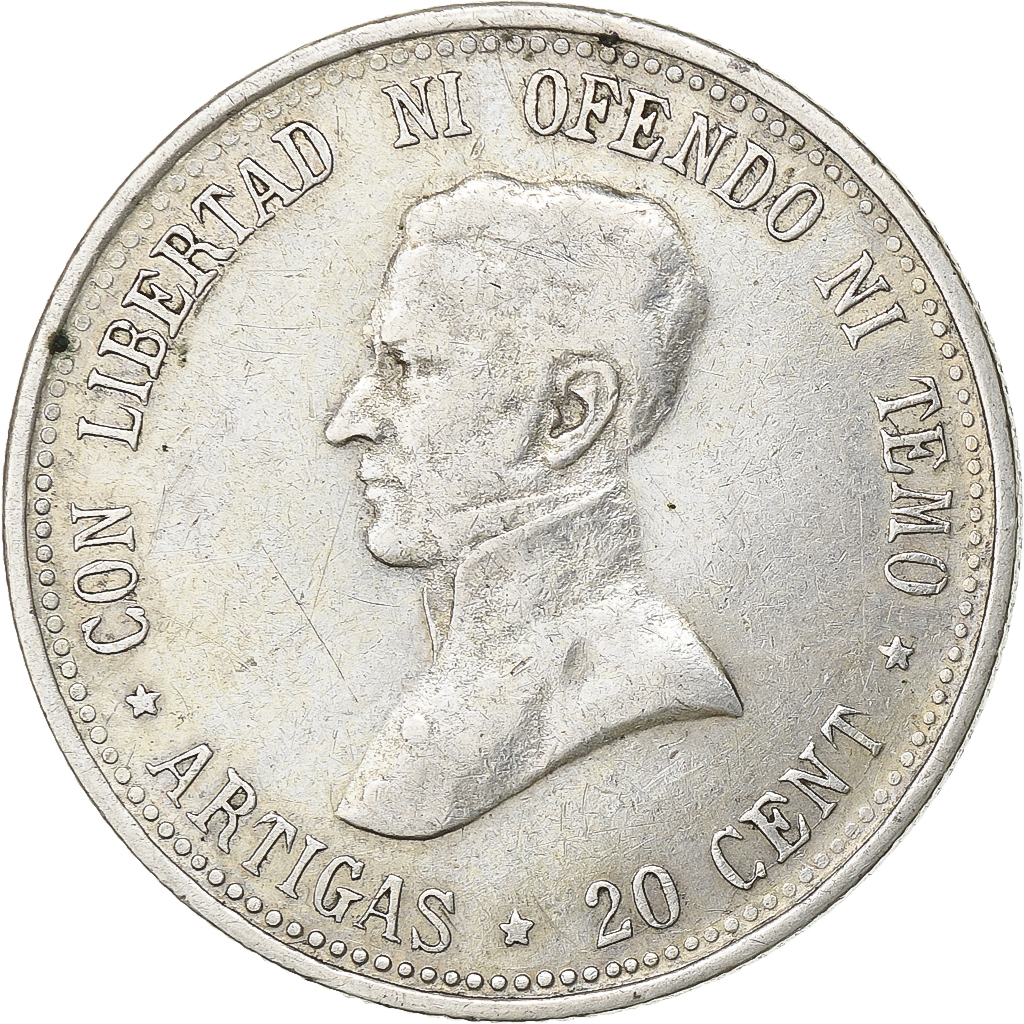Uruguay, 20 Centesimos, 1920, Silver, , KM:24