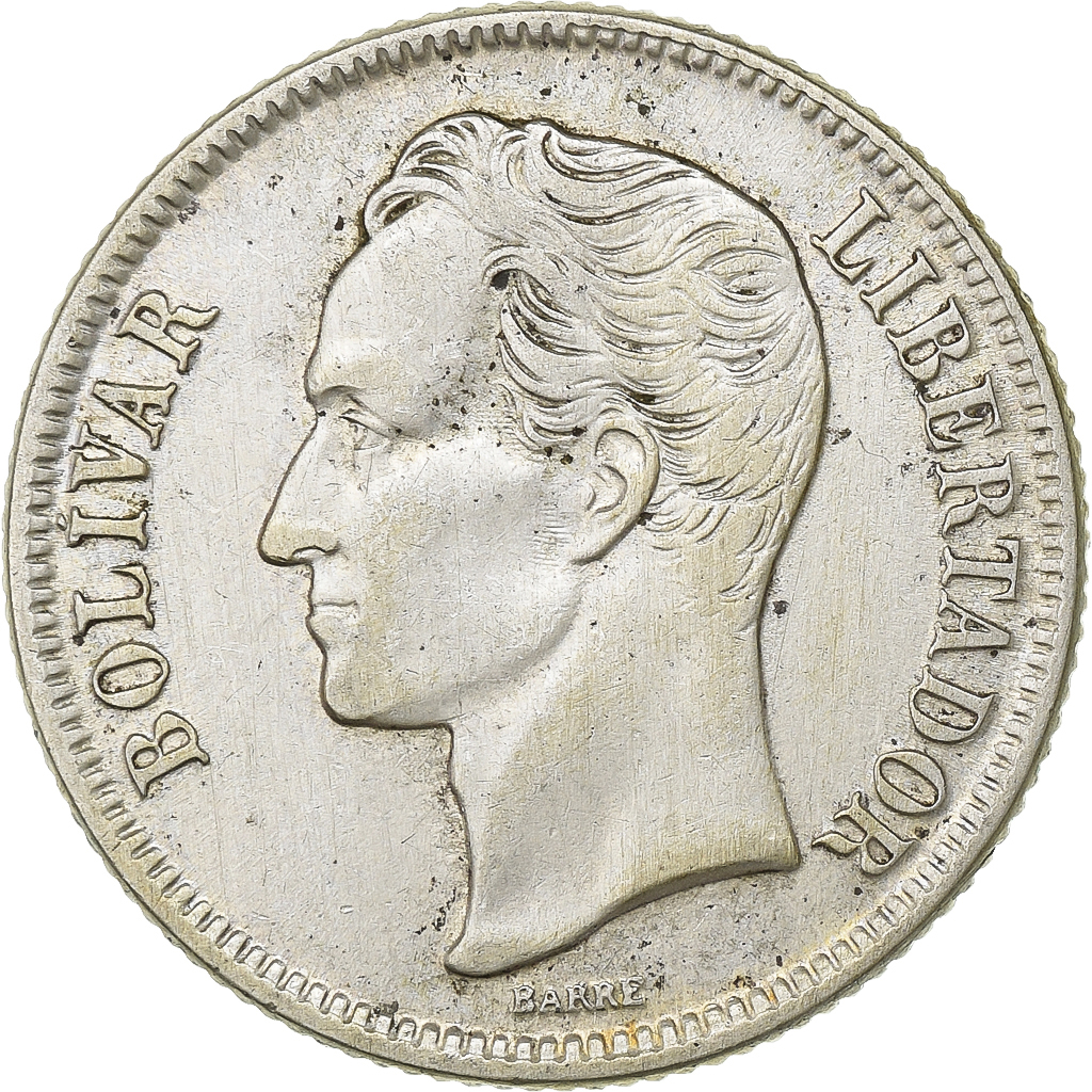 Venezuela, Bolivar, 1954, Philadelphia, Silver, , KM:37