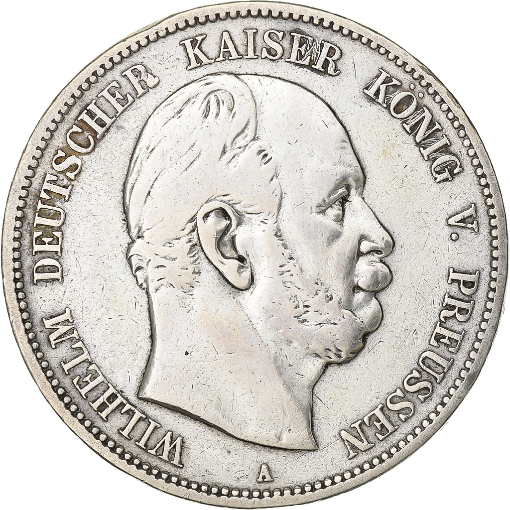 Germany, PRUSSIA, Wilhelm I, 5 Mark, 1876, Berlin, Silver, VF, KM:503