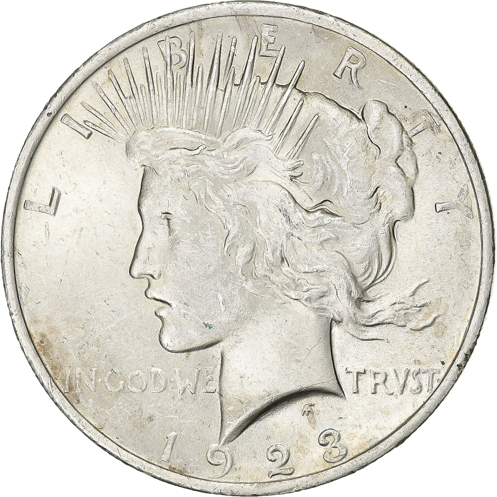 United States, Dollar, Peace Dollar, 1923, Philadelphia, Silver, 