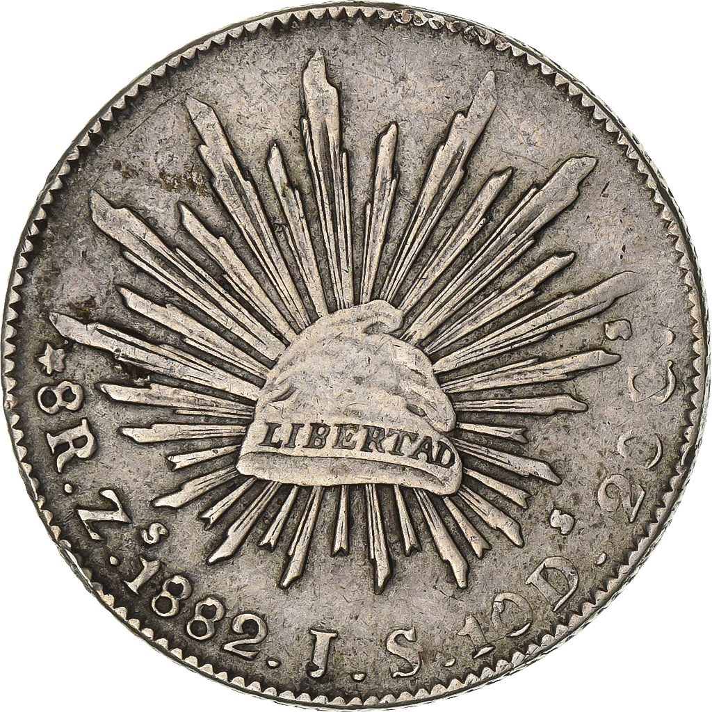 Mexico, 8 Reales, 1882, Zacatecas, Silver, , KM:377.13 | North
