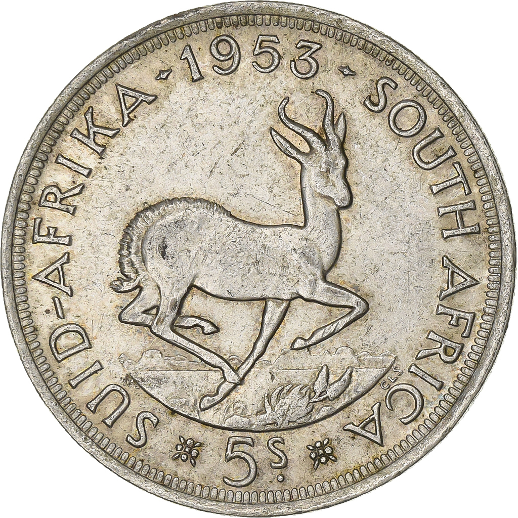 South Africa, Elizabeth II, 5 Shillings, 1953, Pretoria, Silver, 