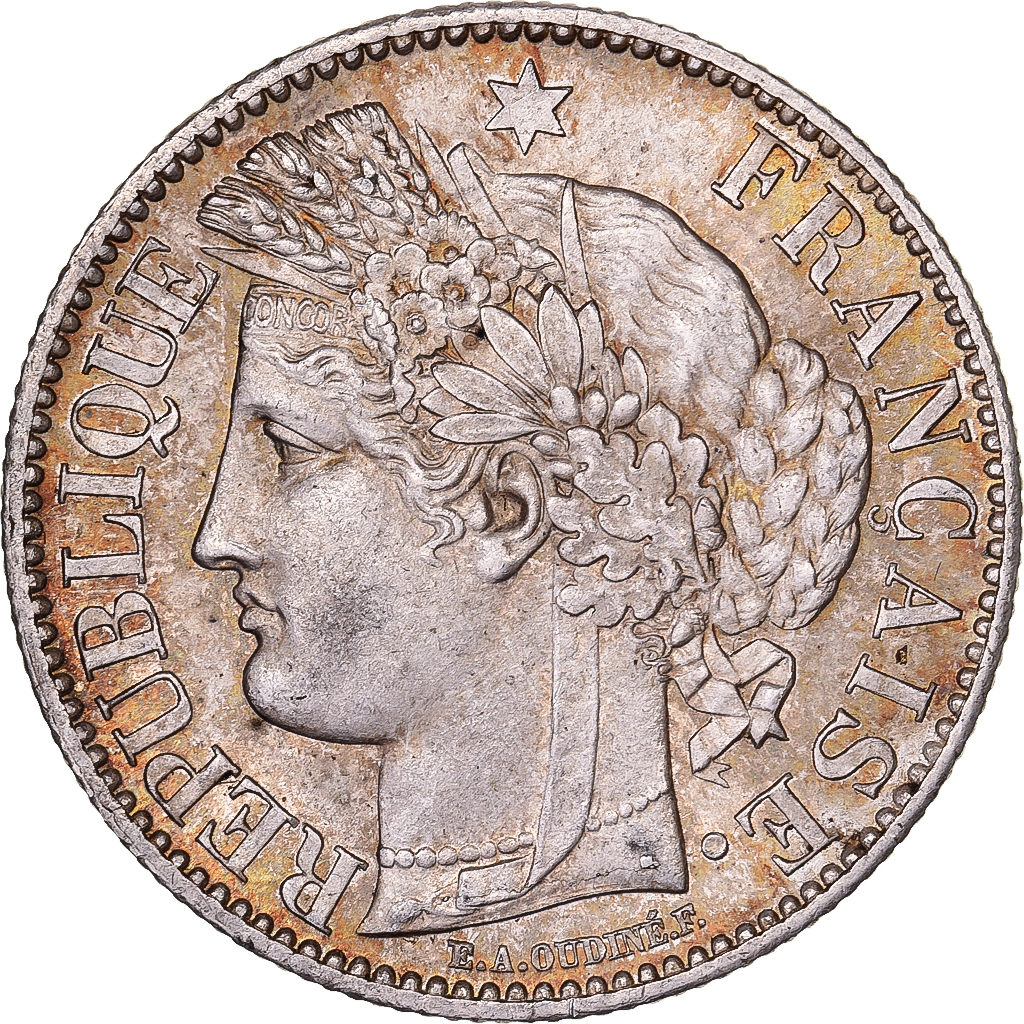 France, 2 Francs, Cérès, 1887, Paris, Silver, AU, KM:817.1